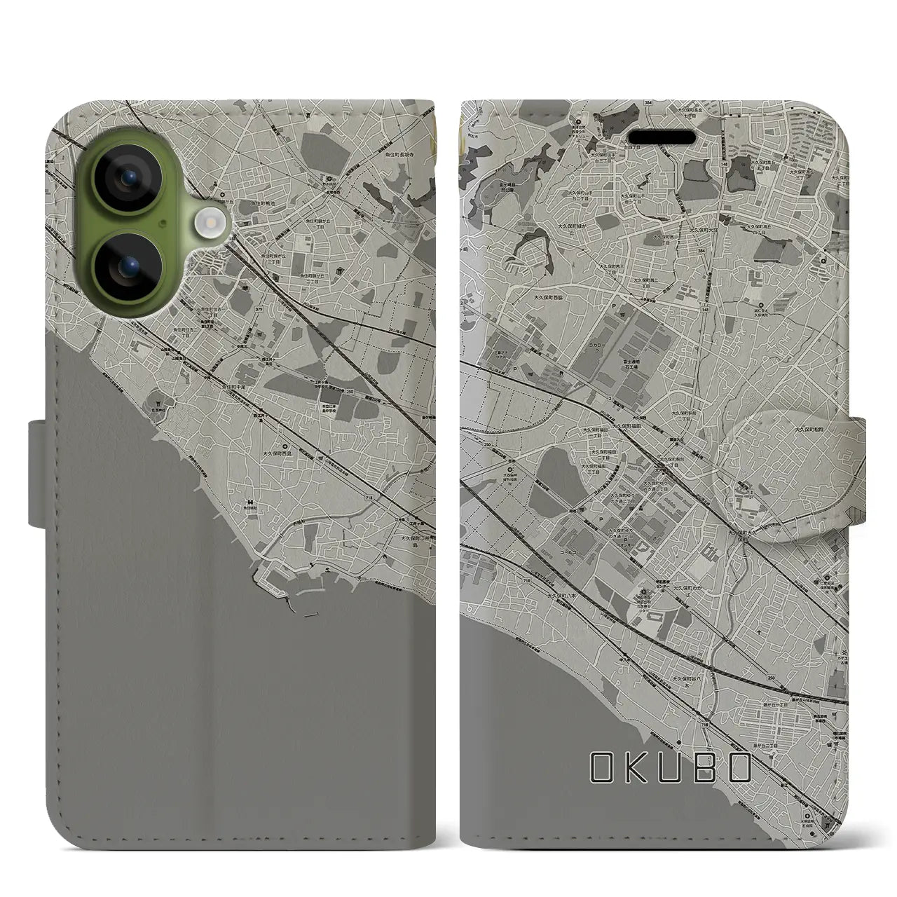 【大久保（兵庫県）】地図柄iPhoneケース（手帳タイプ）