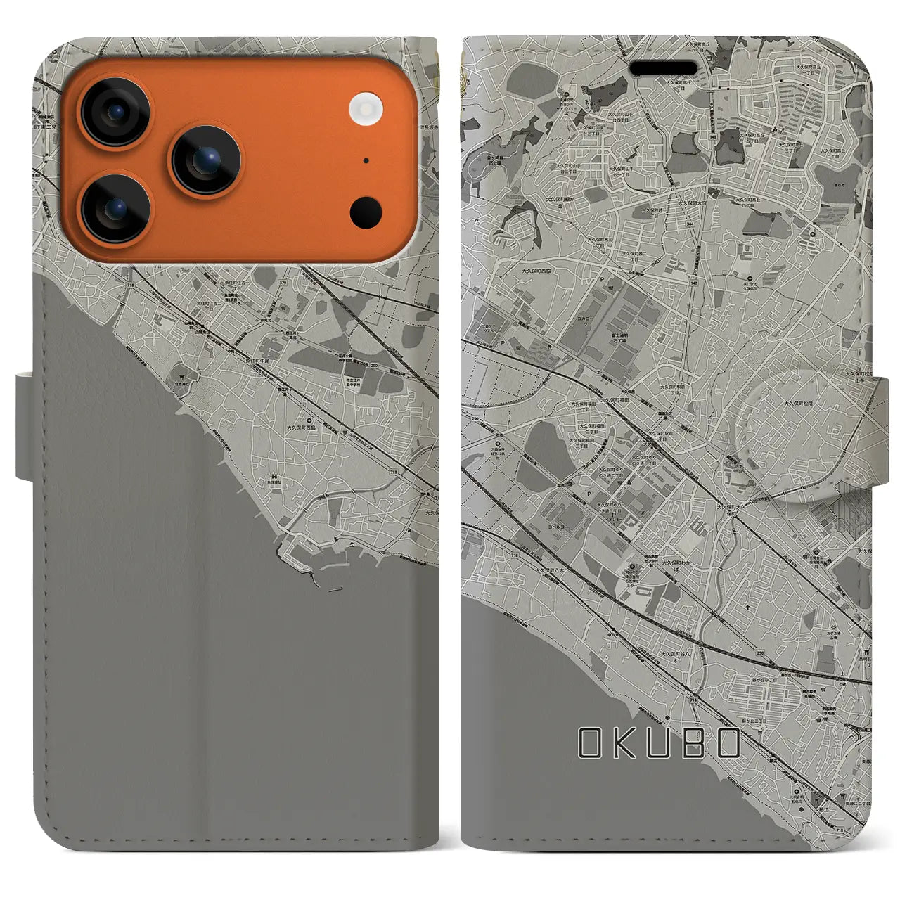 【大久保（兵庫県）】地図柄iPhoneケース（手帳タイプ）