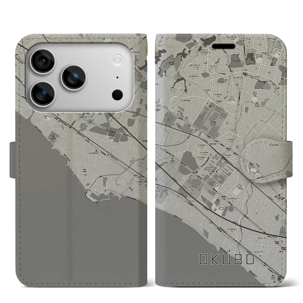 【大久保（兵庫県）】地図柄iPhoneケース（手帳タイプ）