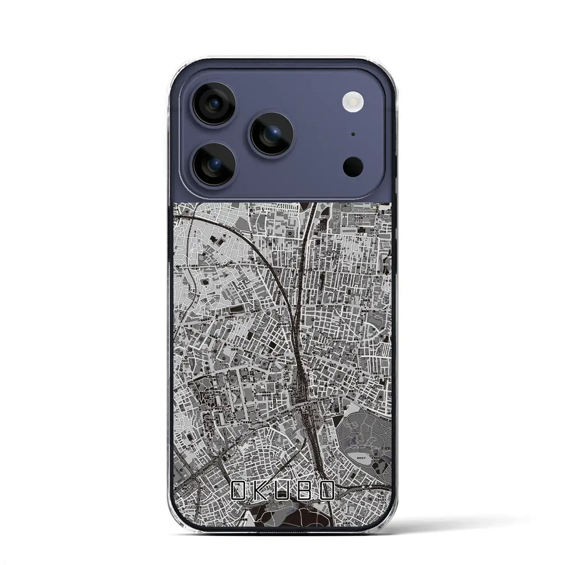 【大久保（東京都）】地図柄iPhoneケース（クリアタイプ）モノトーン・iPhone 17 Pro Max 用