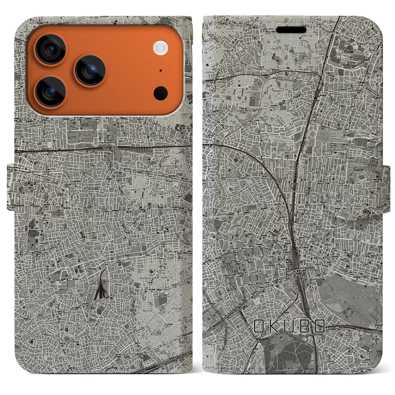 【大久保（東京都）】地図柄iPhoneケース（手帳タイプ）