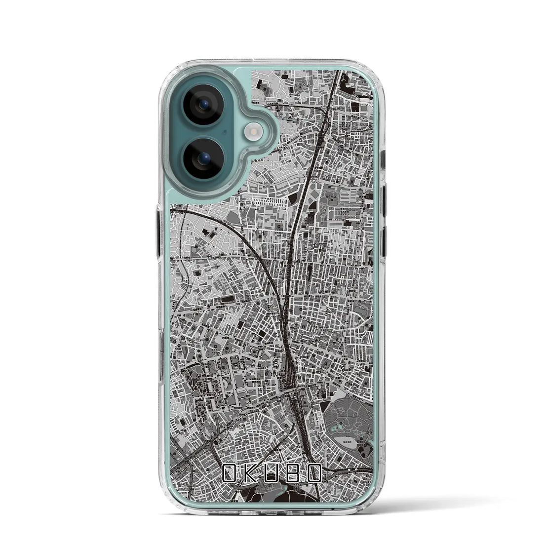 【大久保（東京都）】地図柄iPhoneケース（MagSafeタイプ）モノトーン・iPhone 16 Pro 用