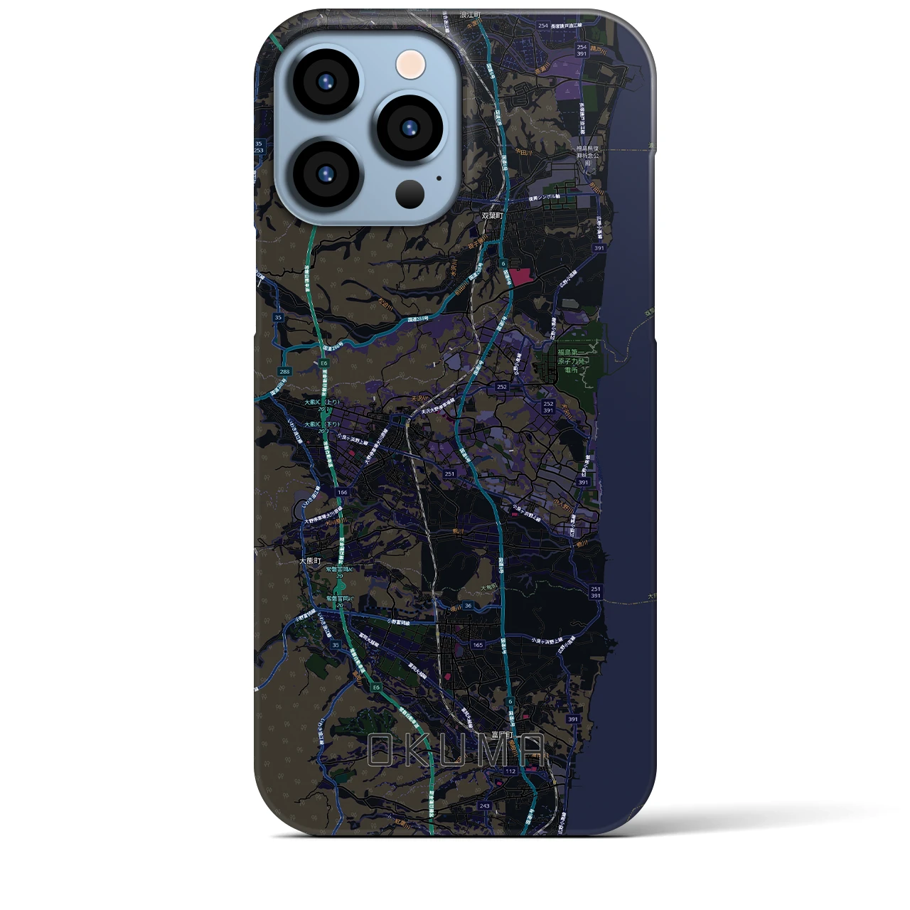 【大熊（福島県）】地図柄iPhoneケース（バックカバータイプ）