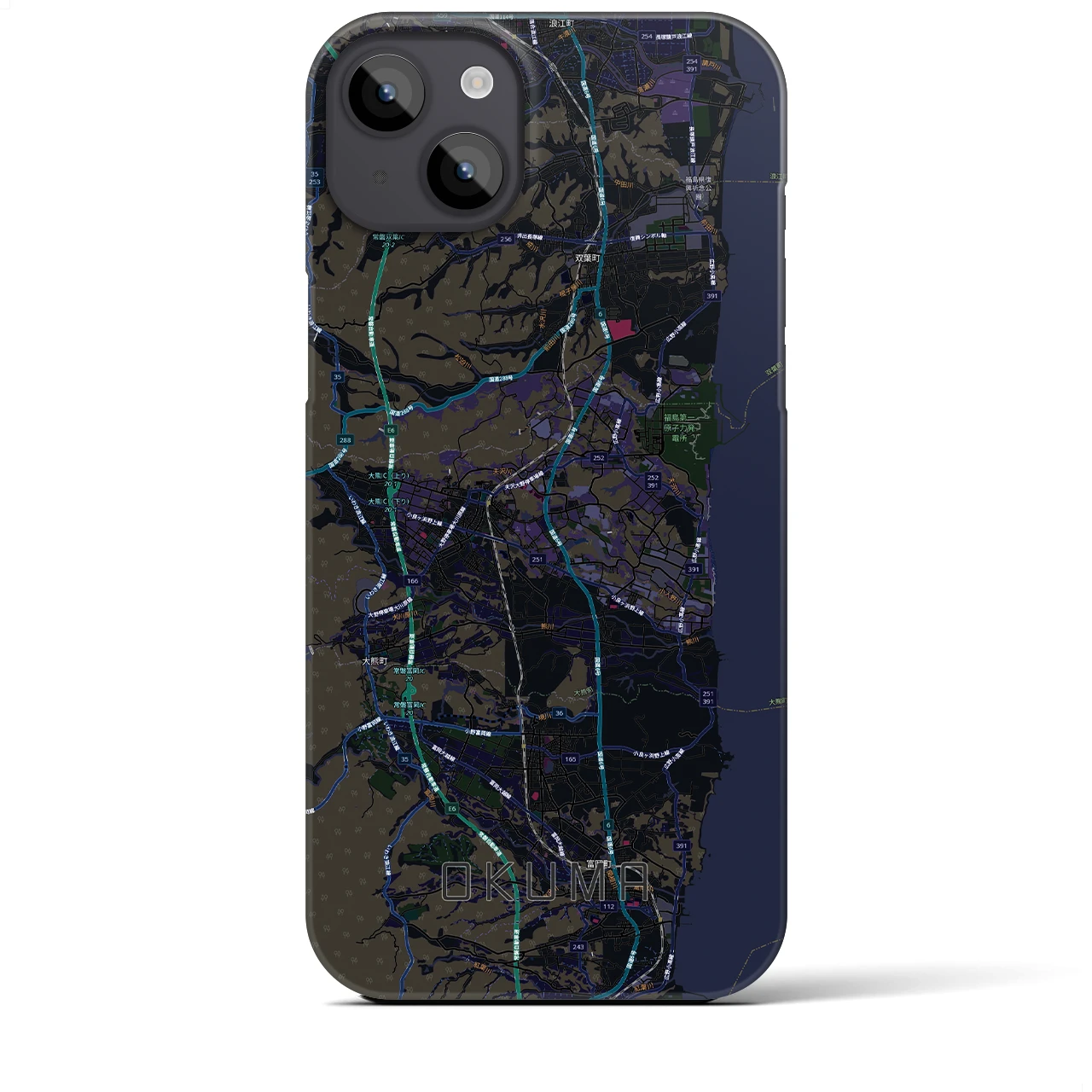 【大熊（福島県）】地図柄iPhoneケース（バックカバータイプ）
