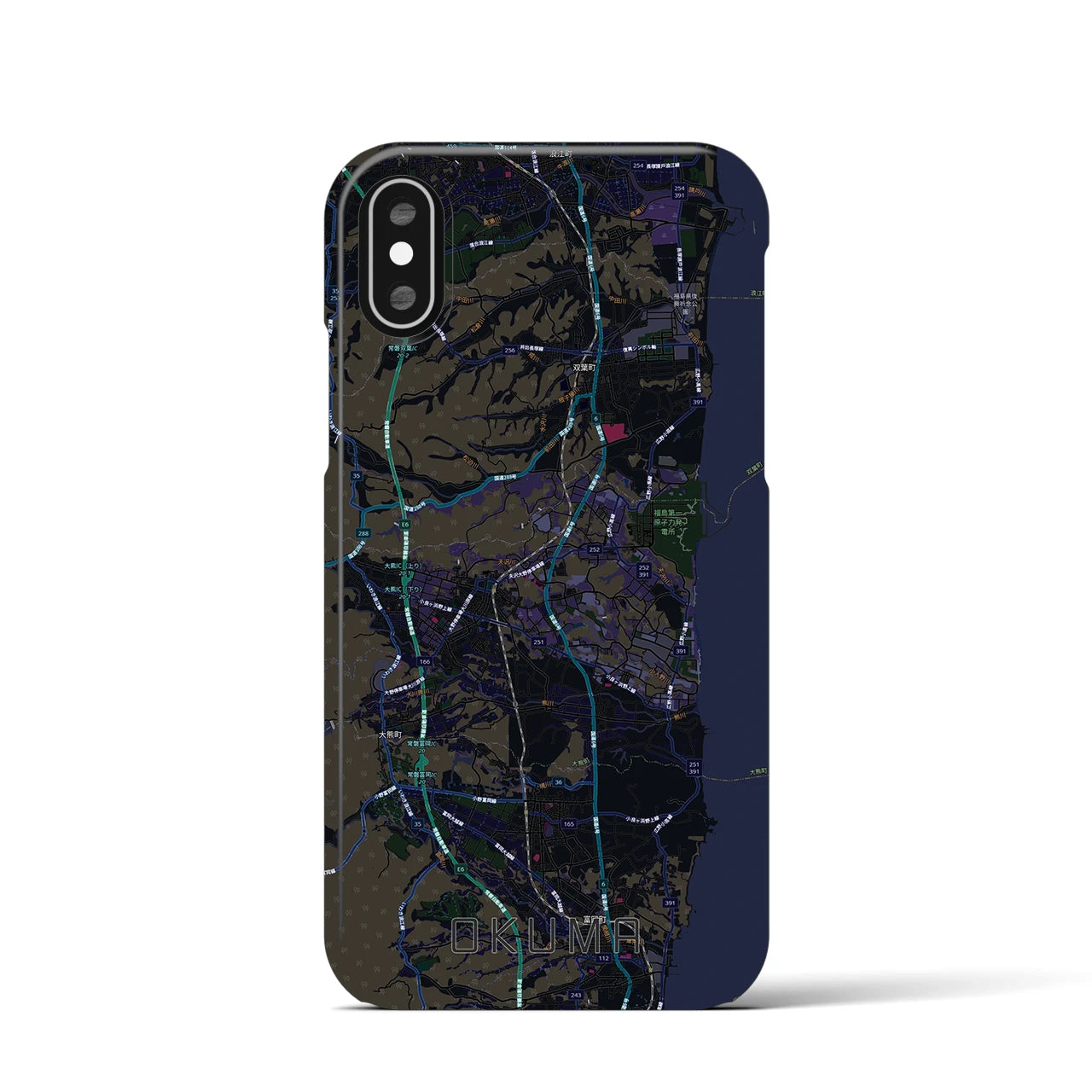 【大熊（福島県）】地図柄iPhoneケース（バックカバータイプ）
