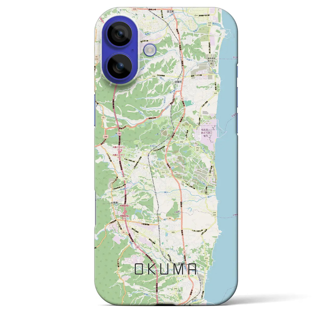 【大熊（福島県）】地図柄iPhoneケース（バックカバータイプ）ブラック・iPhone 16 Pro Max 用