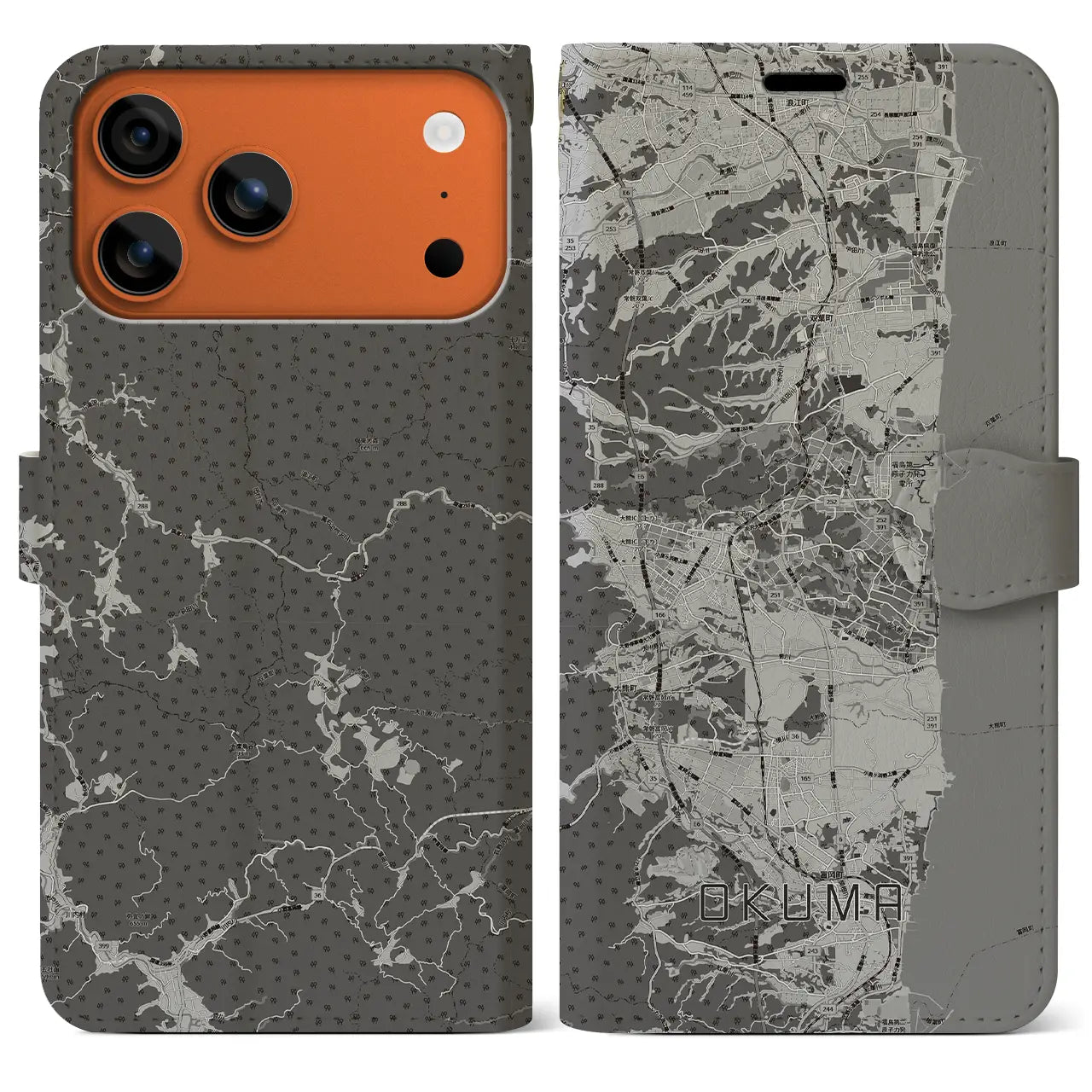 【大熊（福島県）】地図柄iPhoneケース（手帳タイプ）