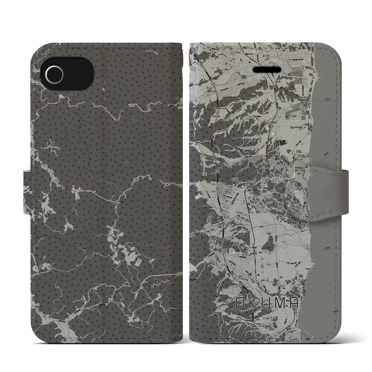 【大熊（福島県）】地図柄iPhoneケース（手帳タイプ）