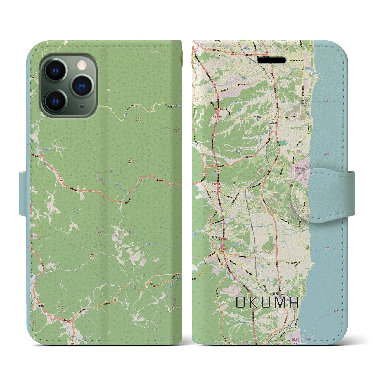 【大熊（福島県）】地図柄iPhoneケース（手帳タイプ）