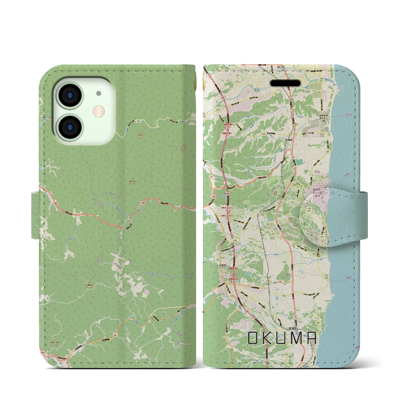 【大熊（福島県）】地図柄iPhoneケース（手帳タイプ）