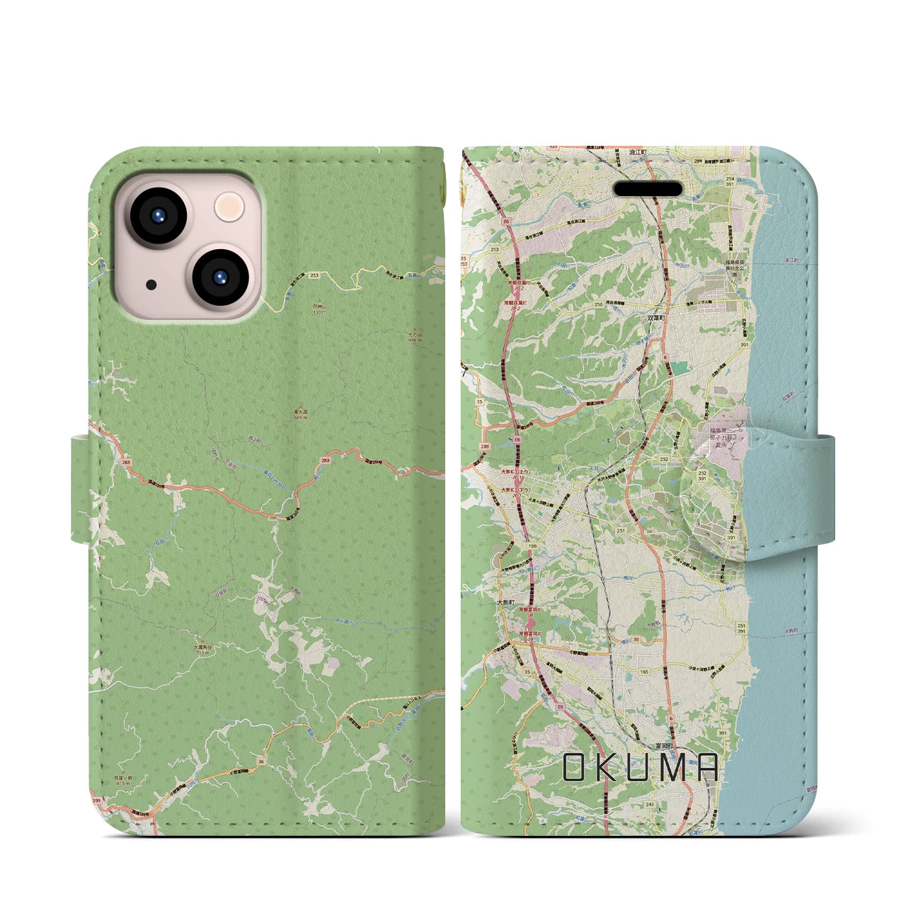 【大熊（福島県）】地図柄iPhoneケース（手帳タイプ）