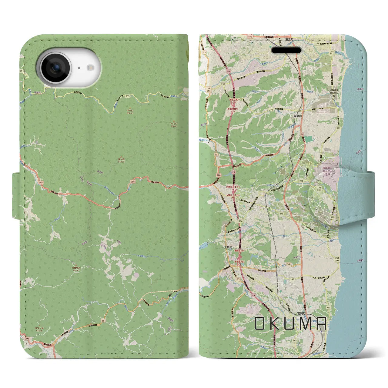 【大熊（福島県）】地図柄iPhoneケース（手帳タイプ）