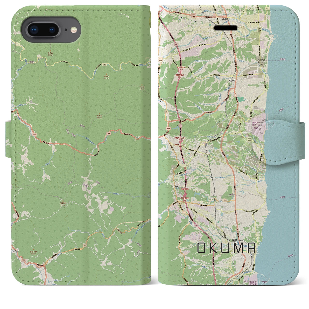 【大熊（福島県）】地図柄iPhoneケース（手帳タイプ）