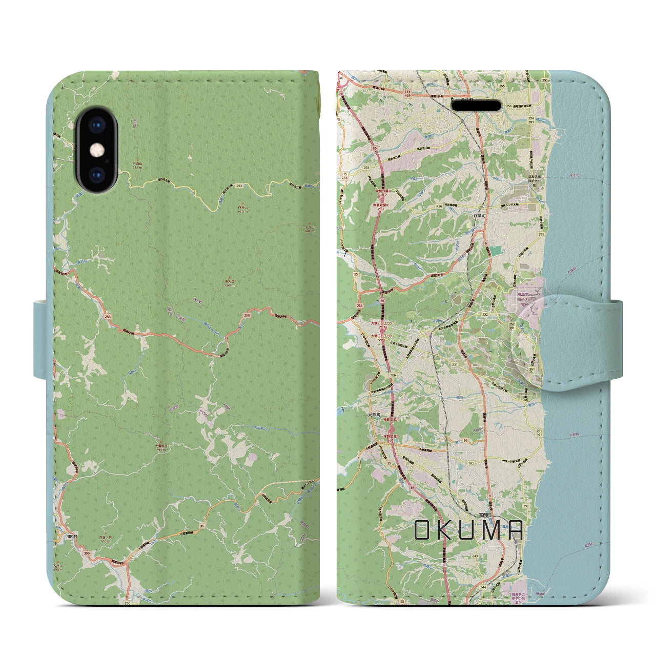 【大熊（福島県）】地図柄iPhoneケース（手帳タイプ）