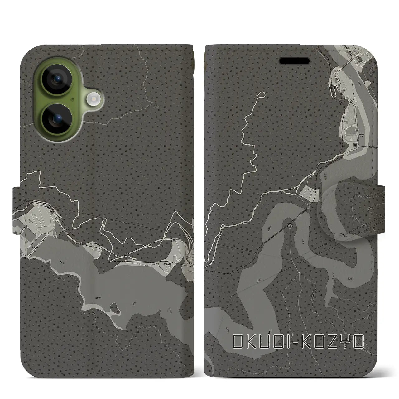 【奥大井湖上（静岡県）】地図柄iPhoneケース（手帳タイプ）