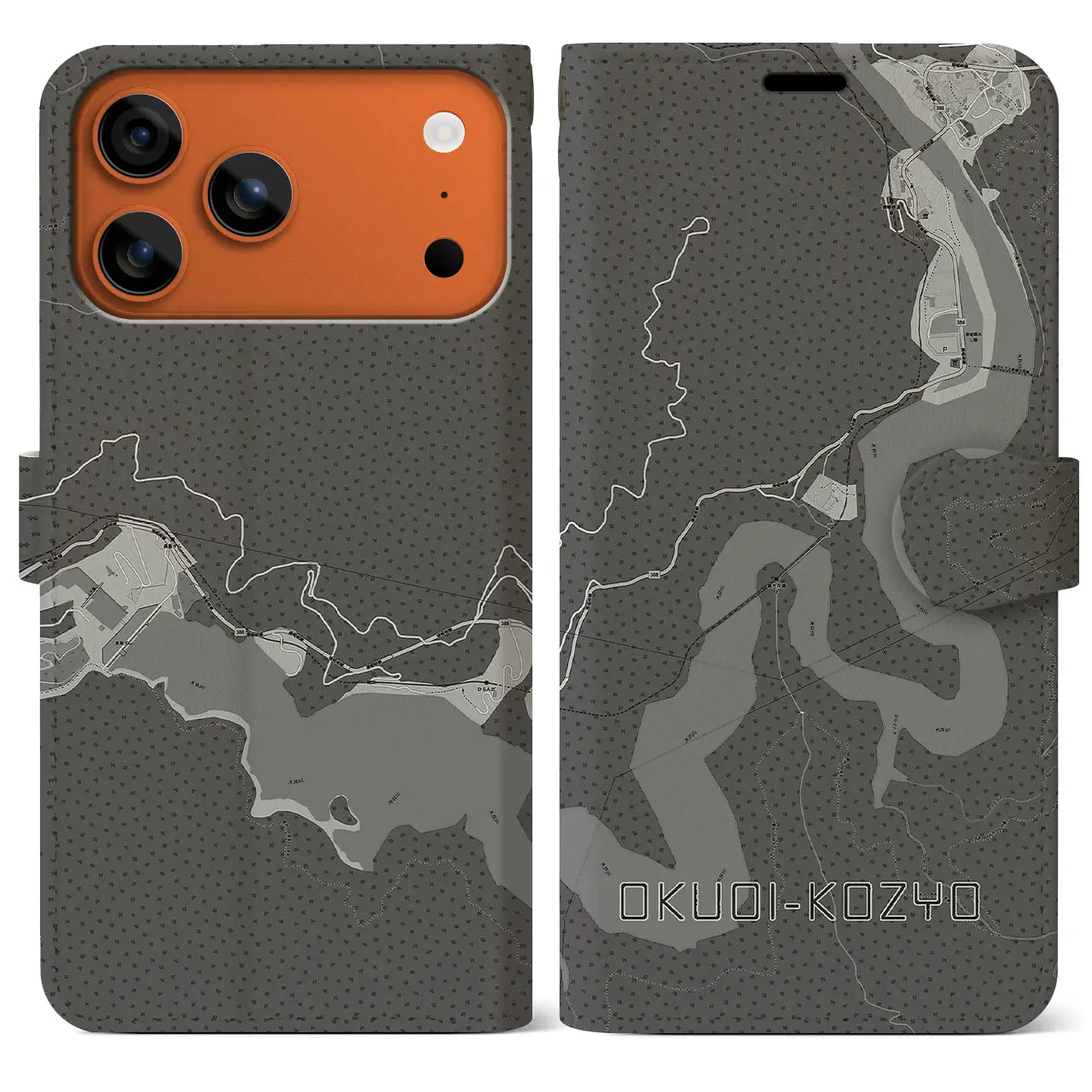 【奥大井湖上（静岡県）】地図柄iPhoneケース（手帳タイプ）