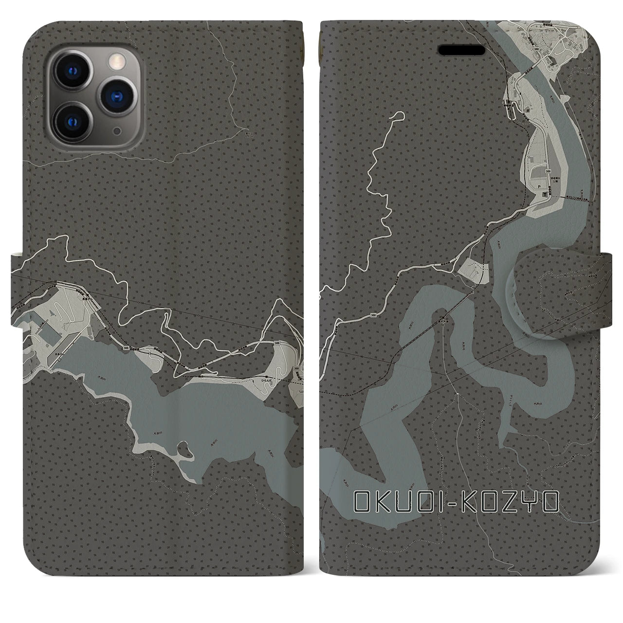 【奥大井湖上（静岡県）】地図柄iPhoneケース（手帳タイプ）