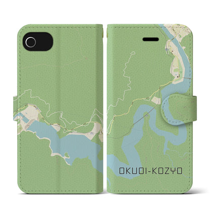 【奥大井湖上（静岡県）】地図柄iPhoneケース（手帳タイプ）ナチュラル・iPhone SE（第3 / 第2世代） / 8 / 7 / 6s / 6 用