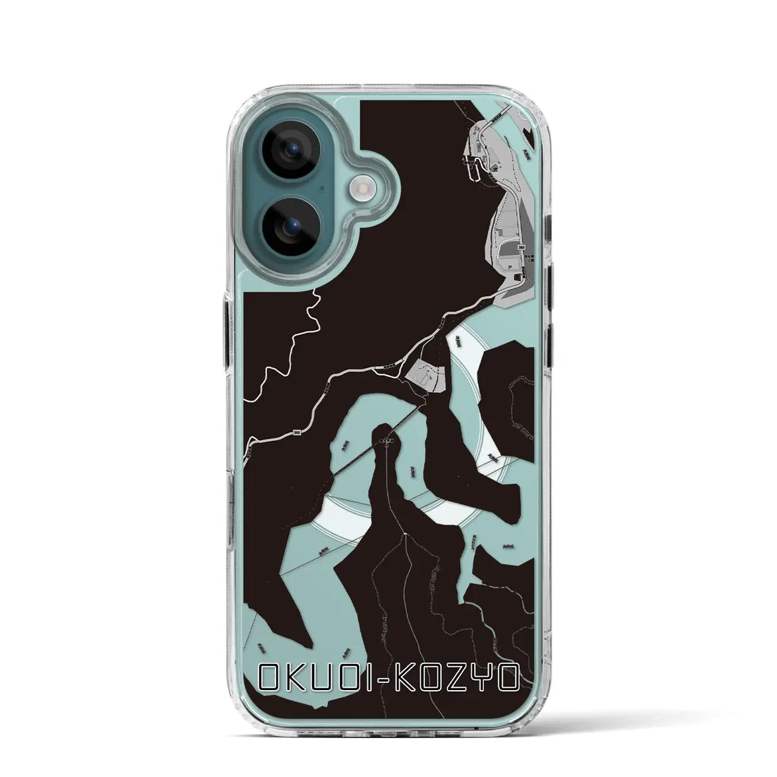 【奥大井湖上(静岡県)】地図柄iPhoneケース(MagSafeタイプ)モノトーン・iPhone 16 Pro 用