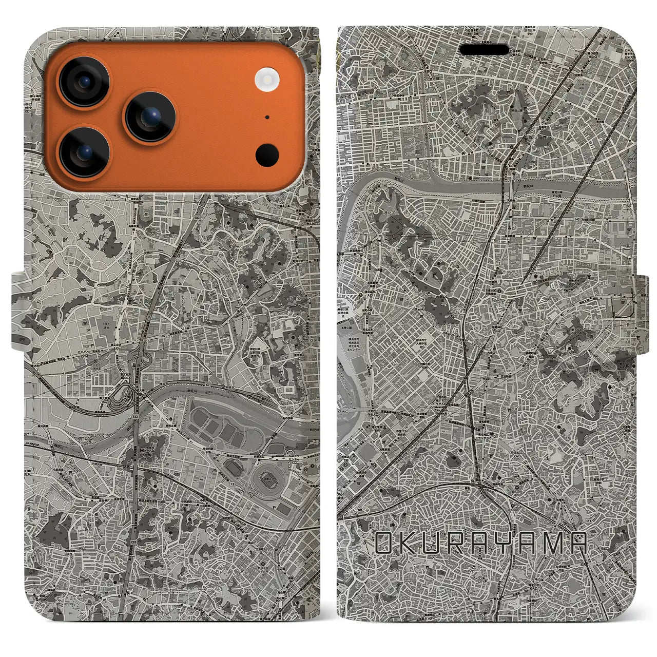 【大倉山（神奈川県）】地図柄iPhoneケース（手帳タイプ）