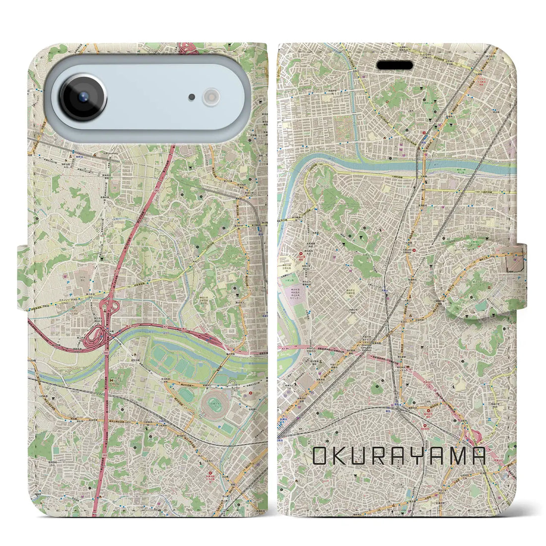 【大倉山（神奈川県）】地図柄iPhoneケース（手帳タイプ）モノトーン・iPhone 17 Pro Max 用