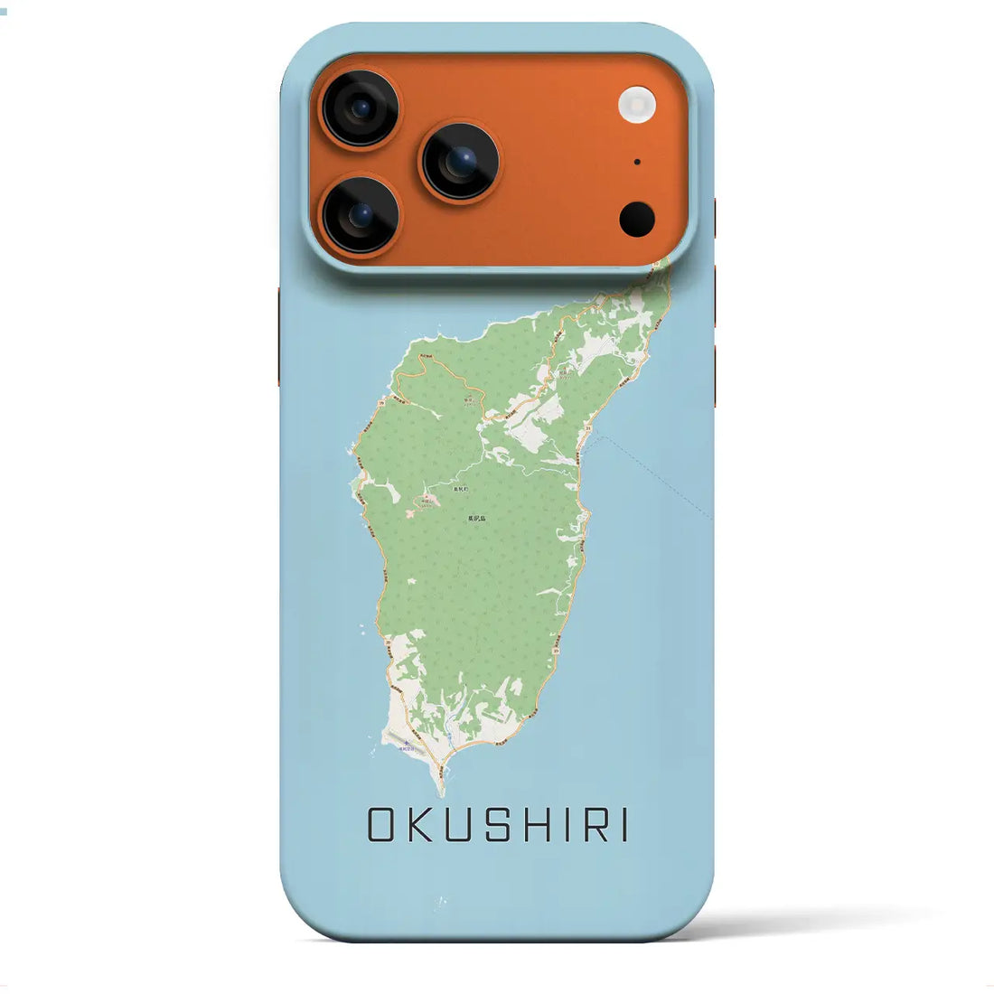 【奥尻(北海道)】地図柄iPhoneケース(バックカバータイプ)ブラック・iPhone 17 Pro Max 用