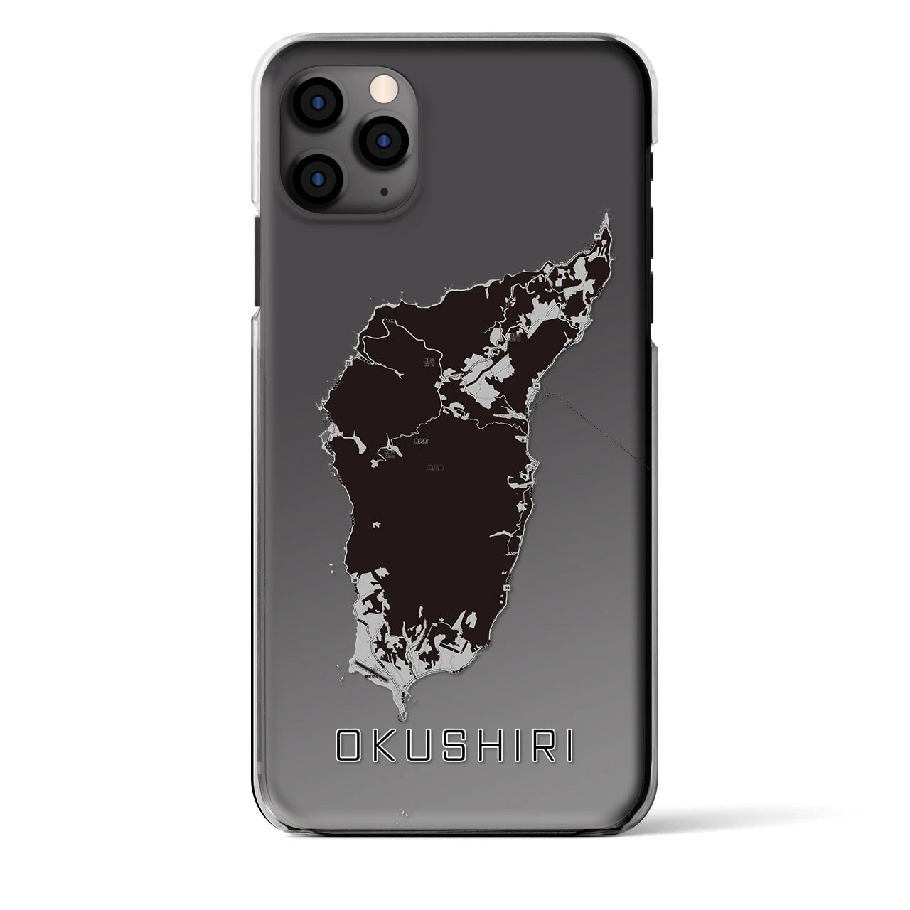 【奥尻（北海道）】地図柄iPhoneケース（クリアタイプ）モノトーン・iPhone 11 Pro Max 用