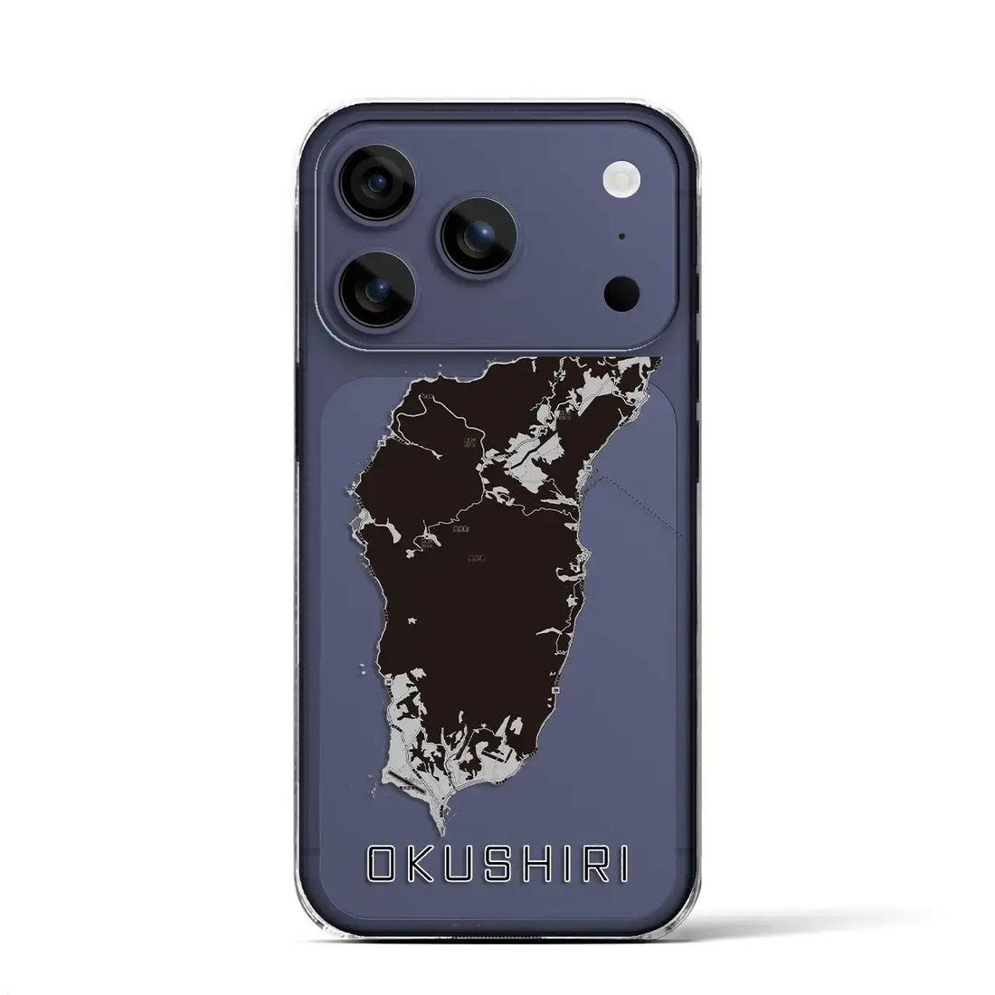 【奥尻(北海道)】地図柄iPhoneケース(クリアタイプ)モノトーン・iPhone 17 Pro Max 用