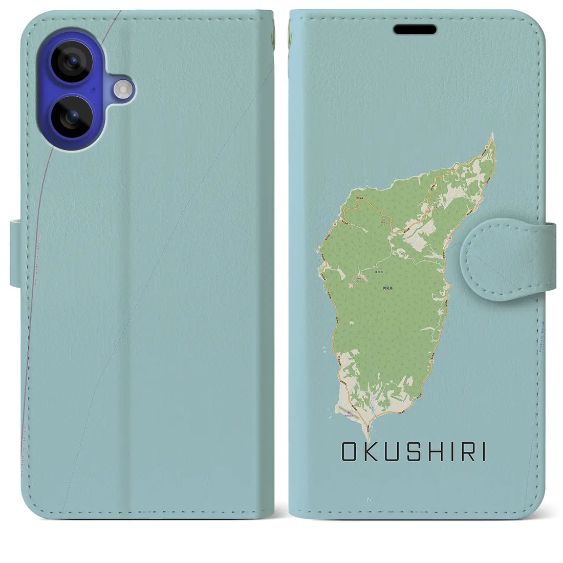 【奥尻(北海道)】地図柄iPhoneケース(手帳タイプ)ナチュラル・iPhone 16 Pro Max 用