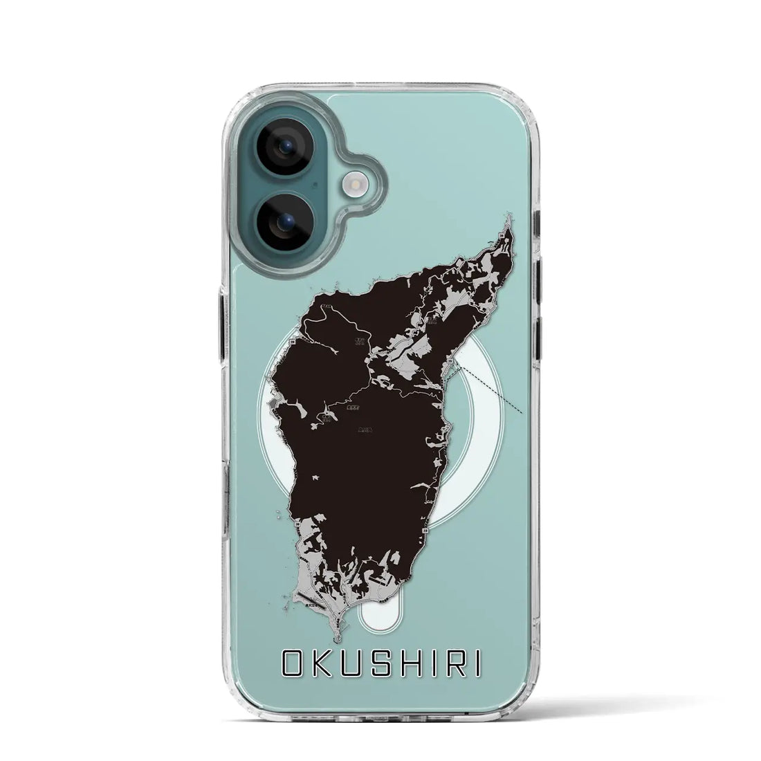 【奥尻（北海道）】地図柄iPhoneケース（MagSafeタイプ）モノトーン・iPhone 16 Pro 用