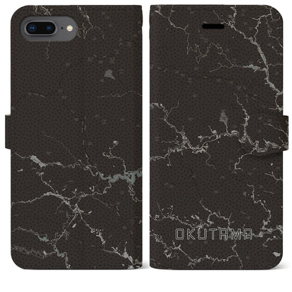 【奥多摩（東京都）】地図柄iPhoneケース（手帳タイプ）モノトーン・iPhone 8Plus /7Plus / 6sPlus / 6Plus 用