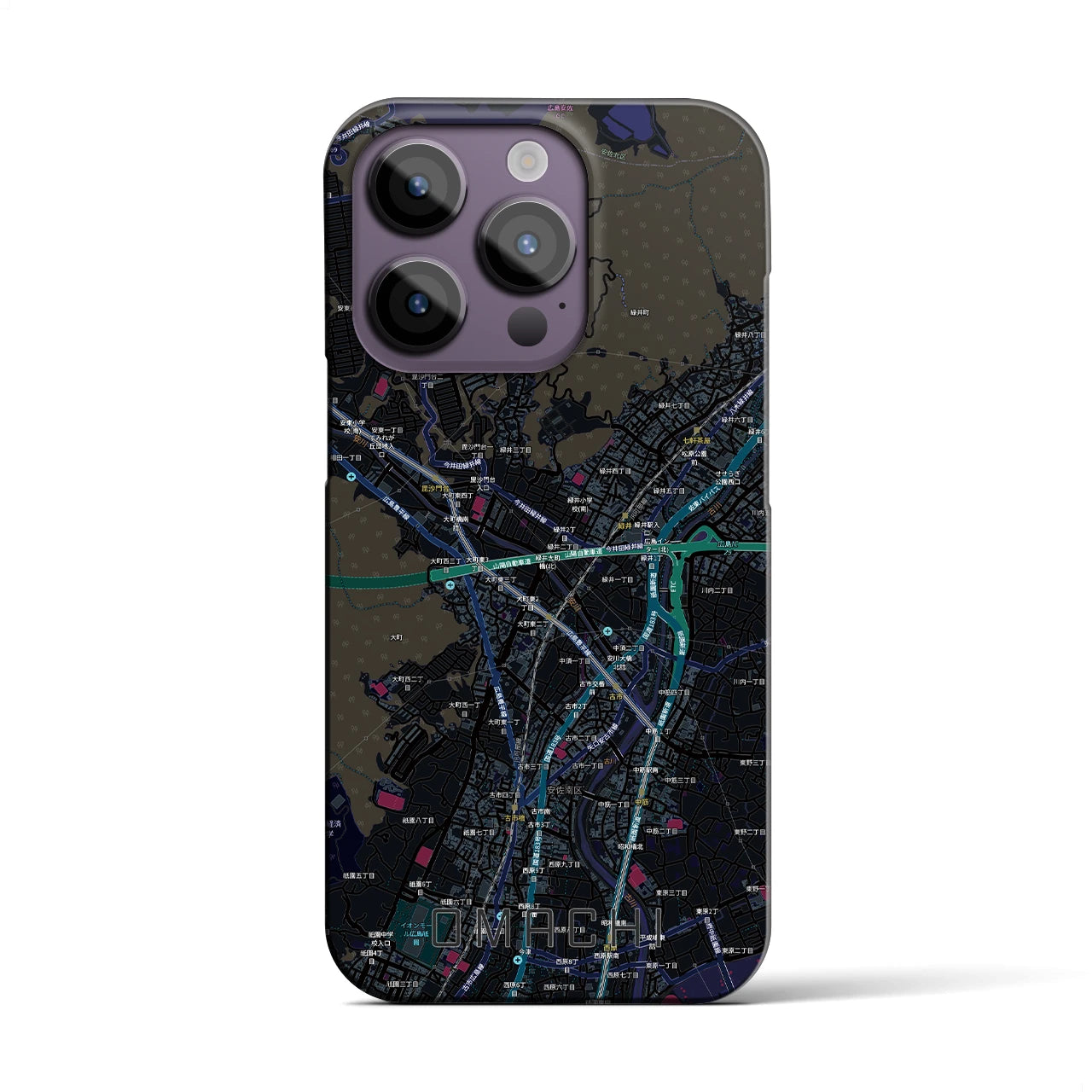【大町（広島県）】地図柄iPhoneケース（バックカバータイプ）