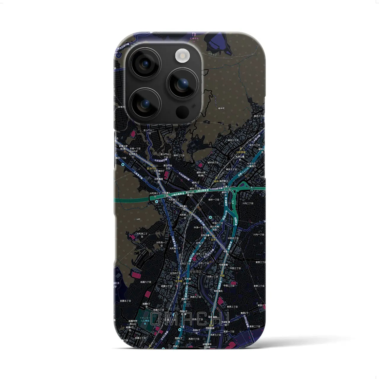【大町（広島県）】地図柄iPhoneケース（バックカバータイプ）