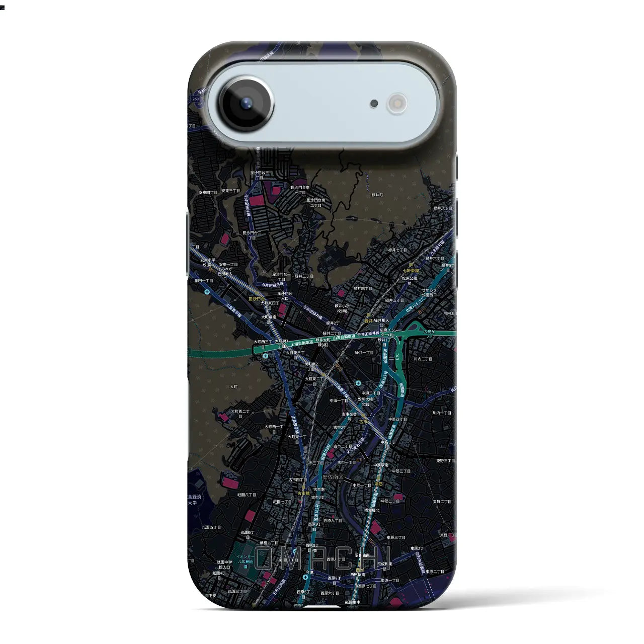 【大町（広島県）】地図柄iPhoneケース（バックカバータイプ）