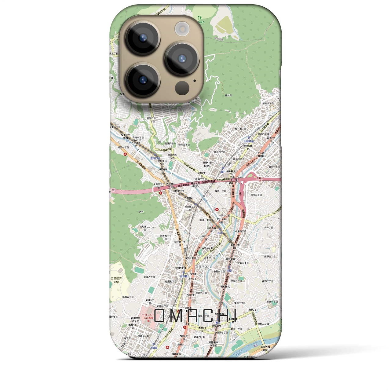 【大町（広島県）】地図柄iPhoneケース（バックカバータイプ）
