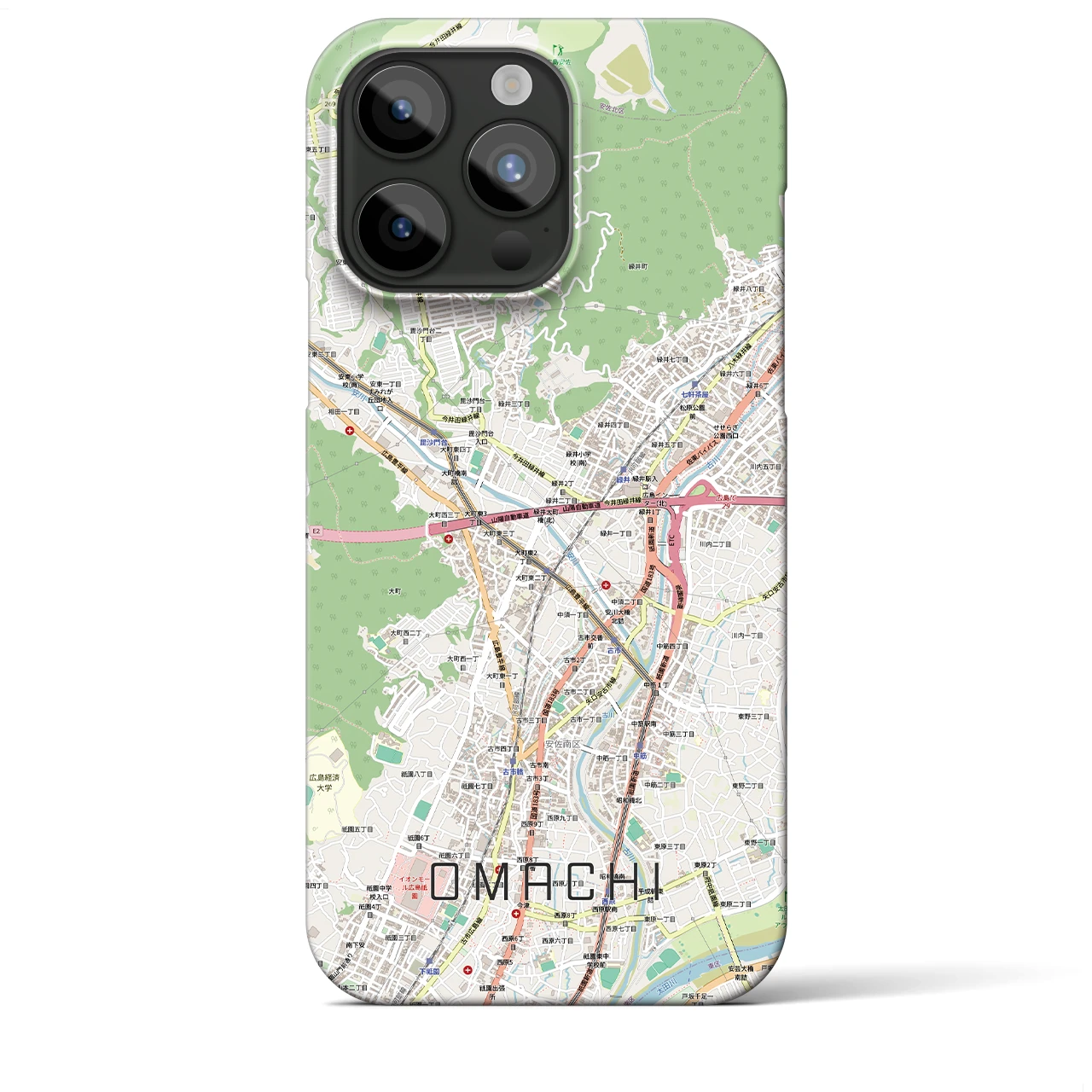 【大町（広島県）】地図柄iPhoneケース（バックカバータイプ）