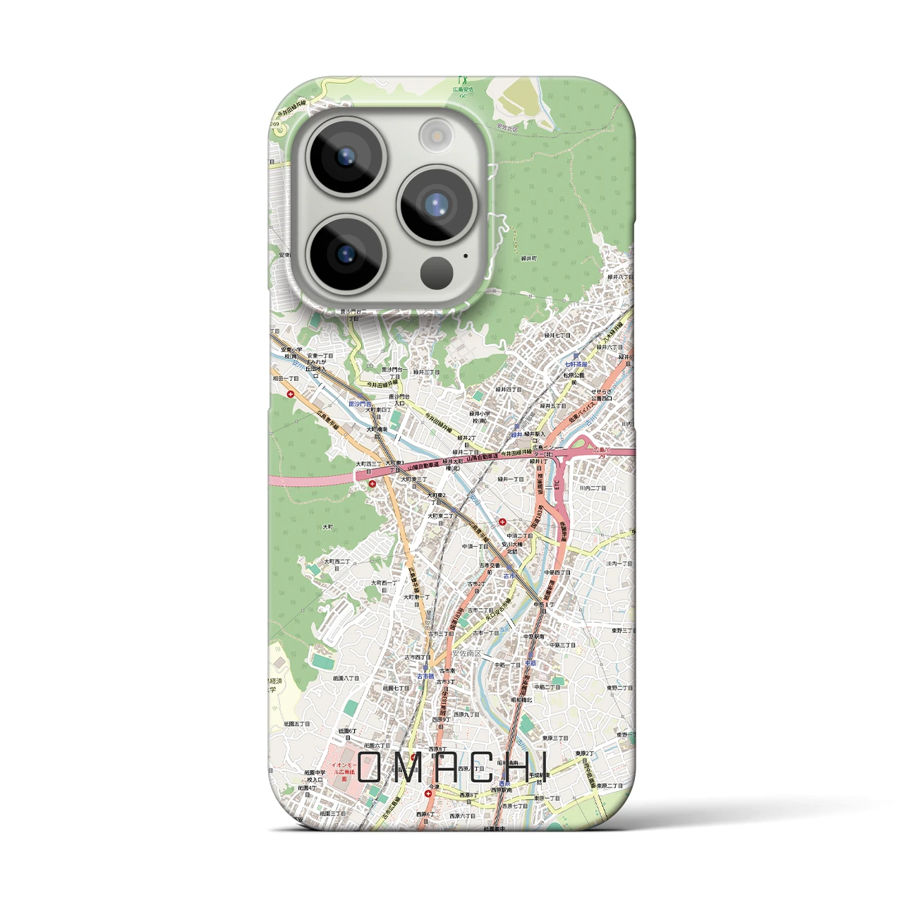 【大町（広島県）】地図柄iPhoneケース（バックカバータイプ）
