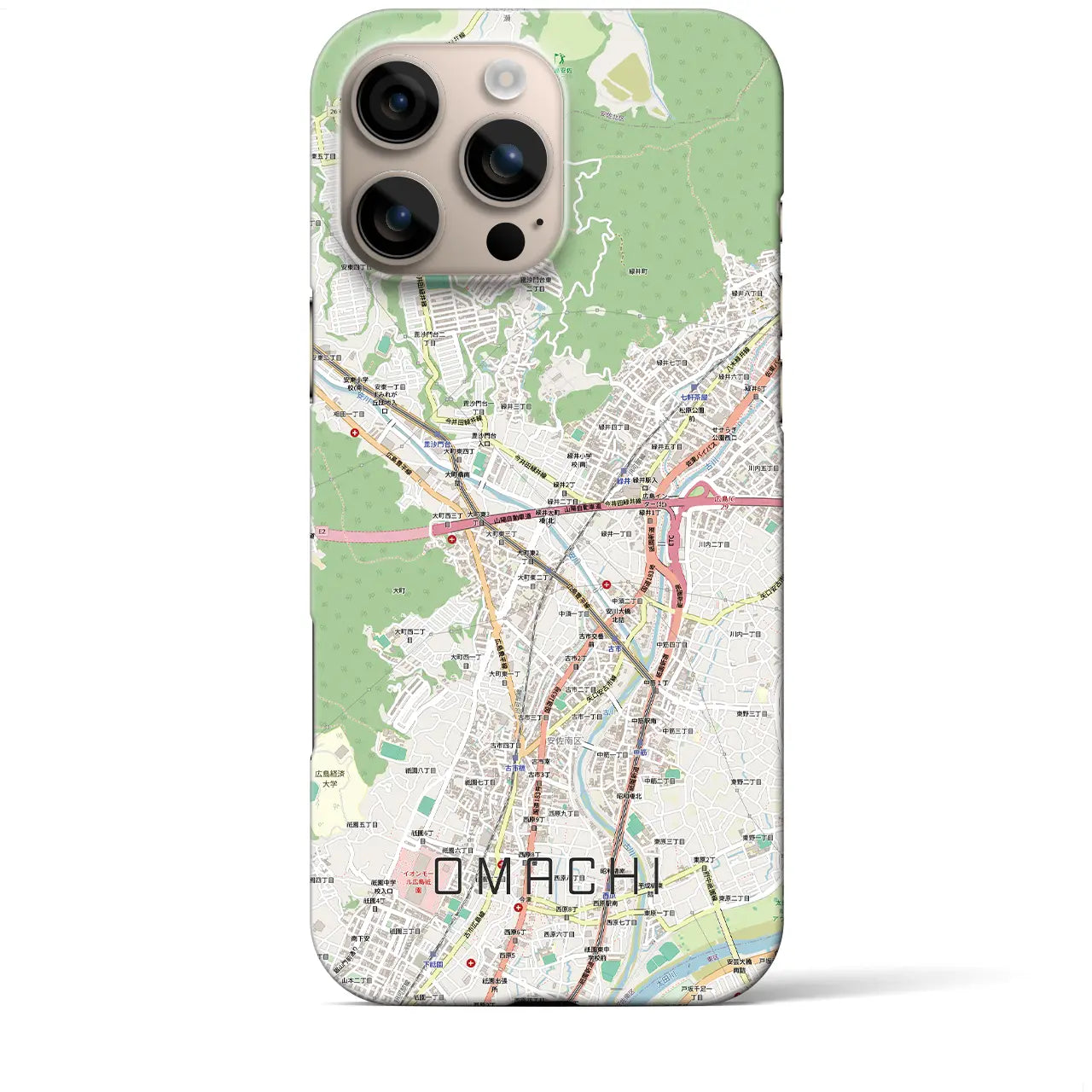 【大町（広島県）】地図柄iPhoneケース（バックカバータイプ）