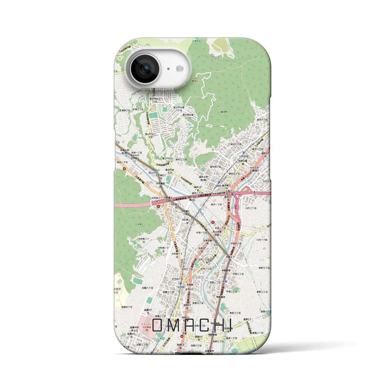 【大町（広島県）】地図柄iPhoneケース（バックカバータイプ）