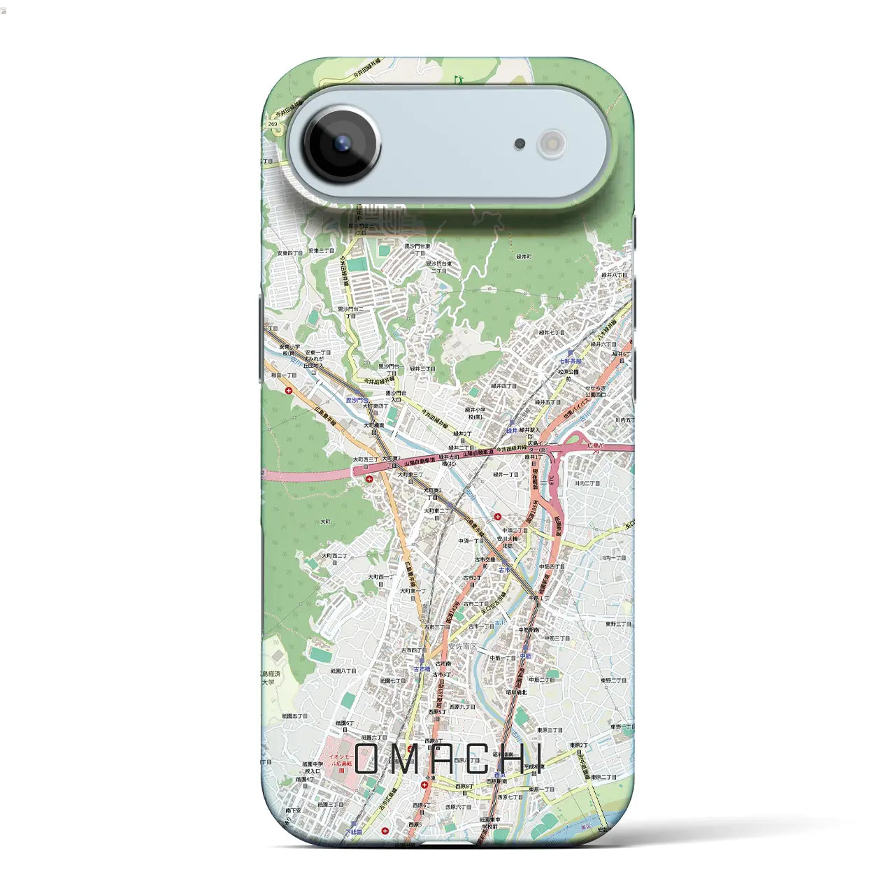 【大町（広島県）】地図柄iPhoneケース（バックカバータイプ）