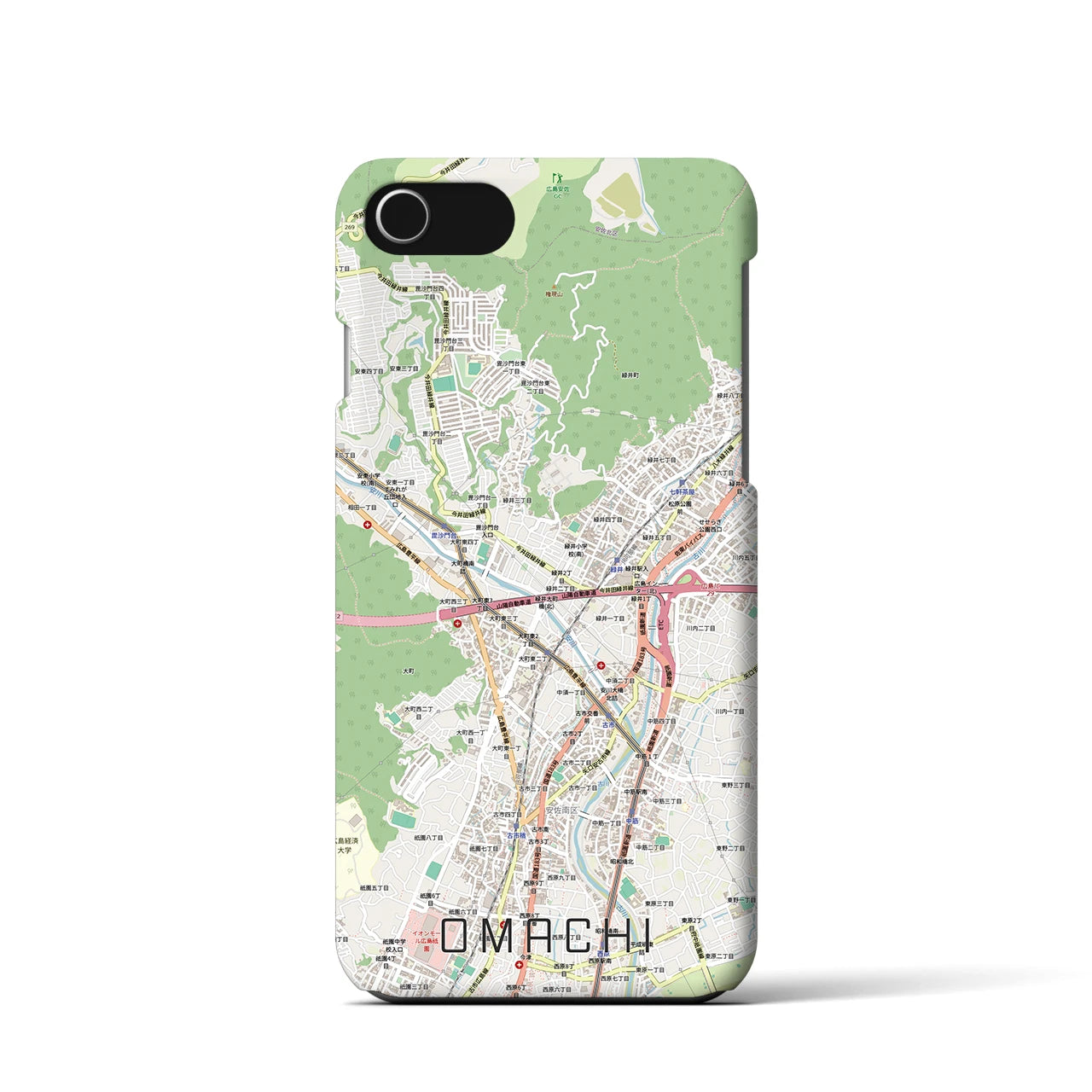 【大町（広島県）】地図柄iPhoneケース（バックカバータイプ）