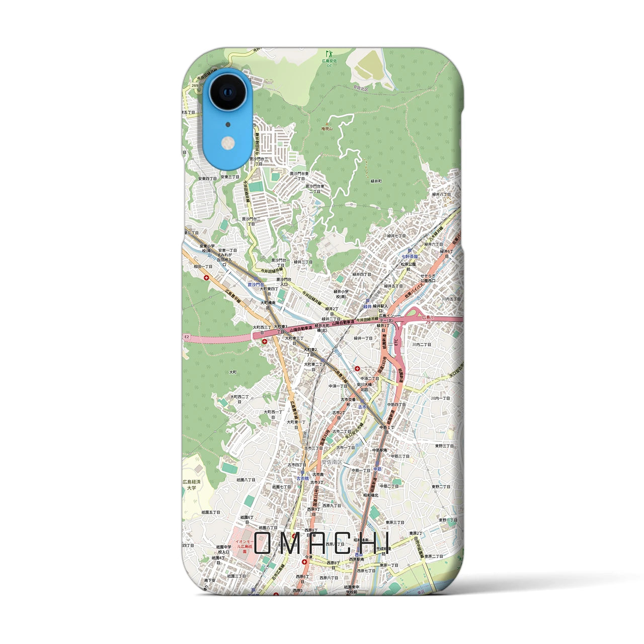 【大町（広島県）】地図柄iPhoneケース（バックカバータイプ）