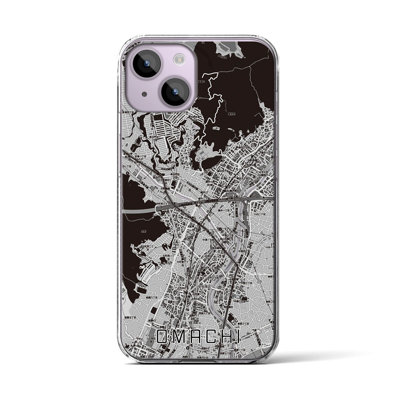 【大町（広島県）】地図柄iPhoneケース（クリアタイプ）