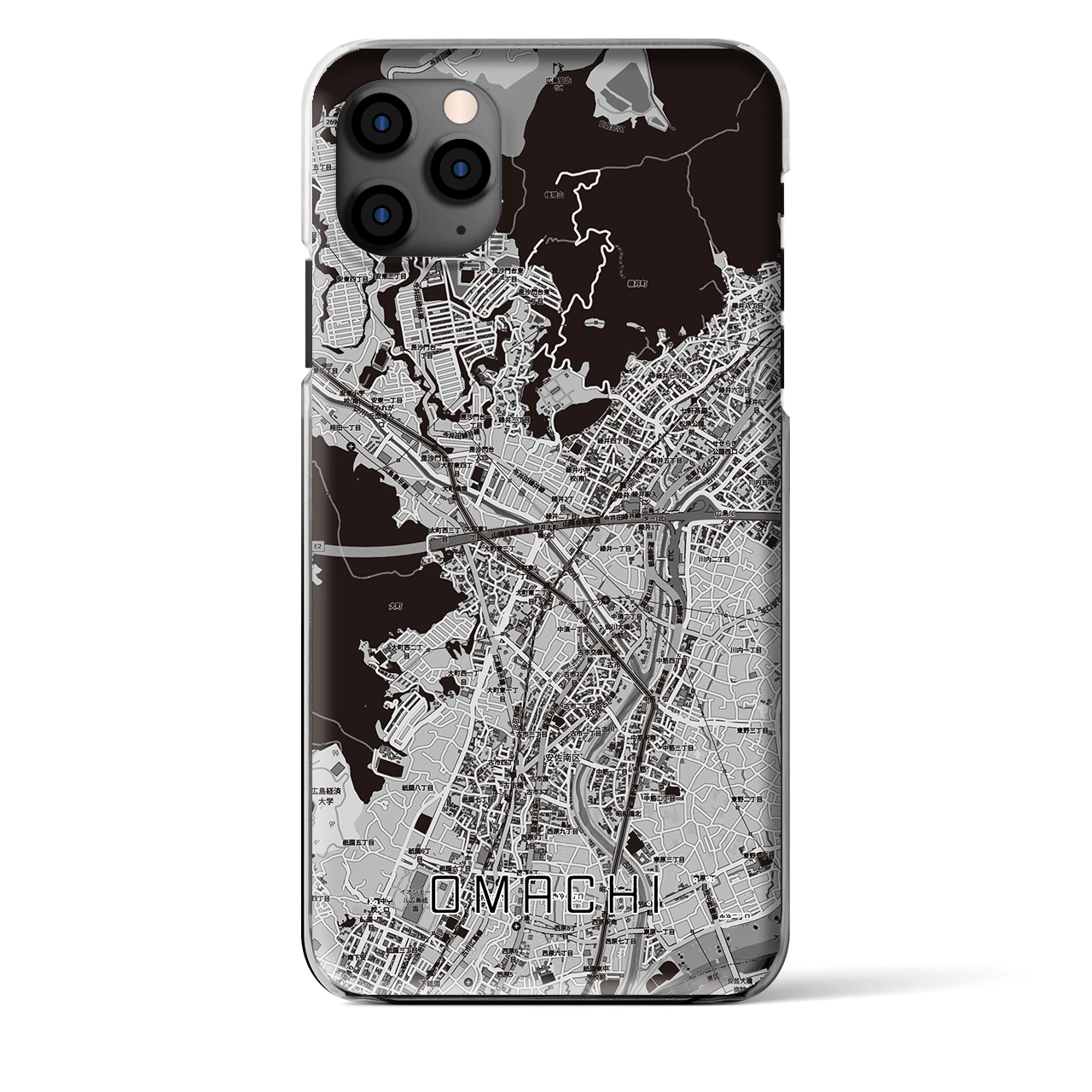 【大町（広島県）】地図柄iPhoneケース（クリアタイプ）