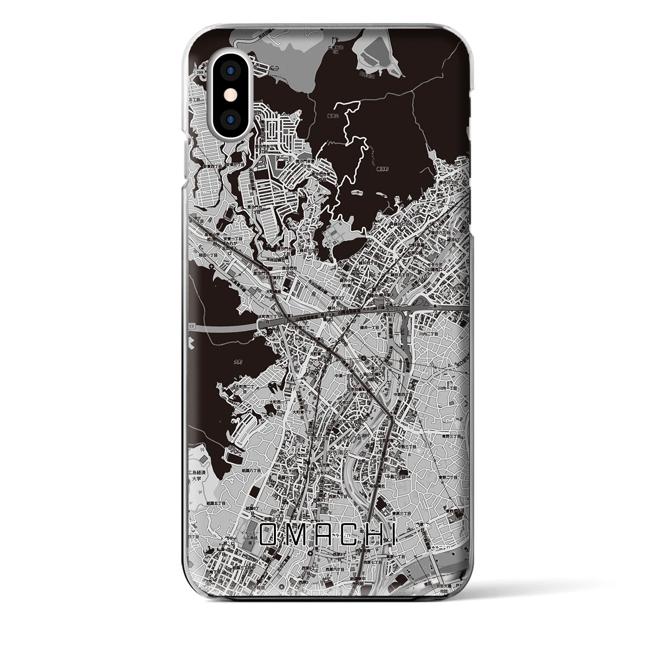【大町（広島県）】地図柄iPhoneケース（クリアタイプ）