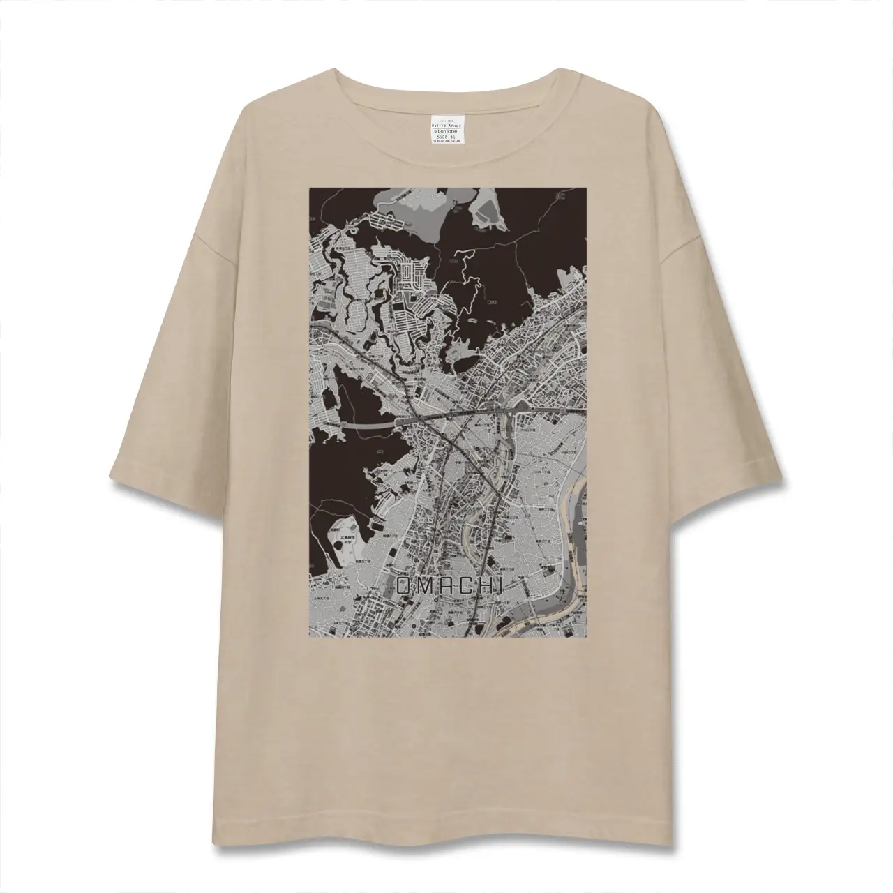【大町（広島県）（広島県）】地図柄ビッグシルエットTシャツ
