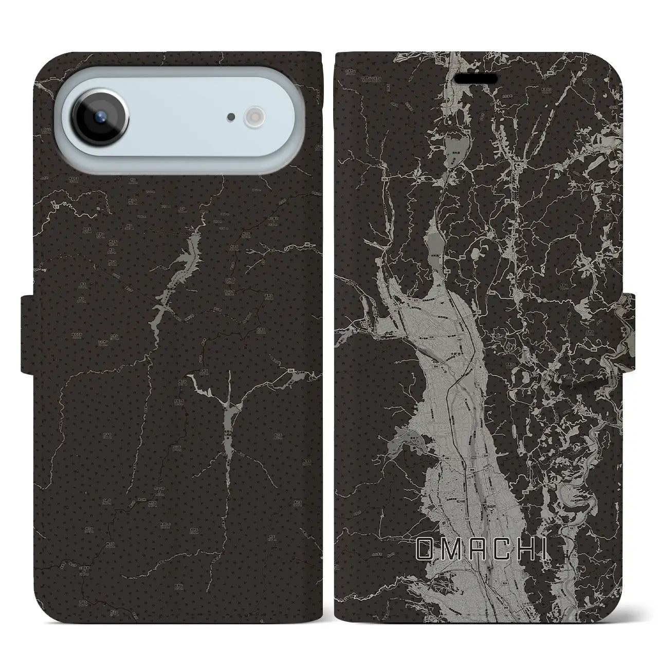 【大町（長野県）】地図柄iPhoneケース（手帳タイプ）