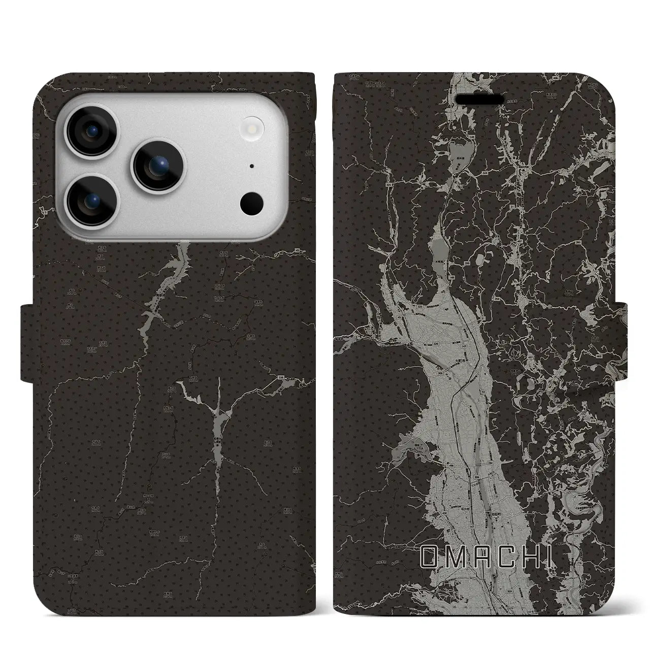 【大町（長野県）】地図柄iPhoneケース（手帳タイプ）