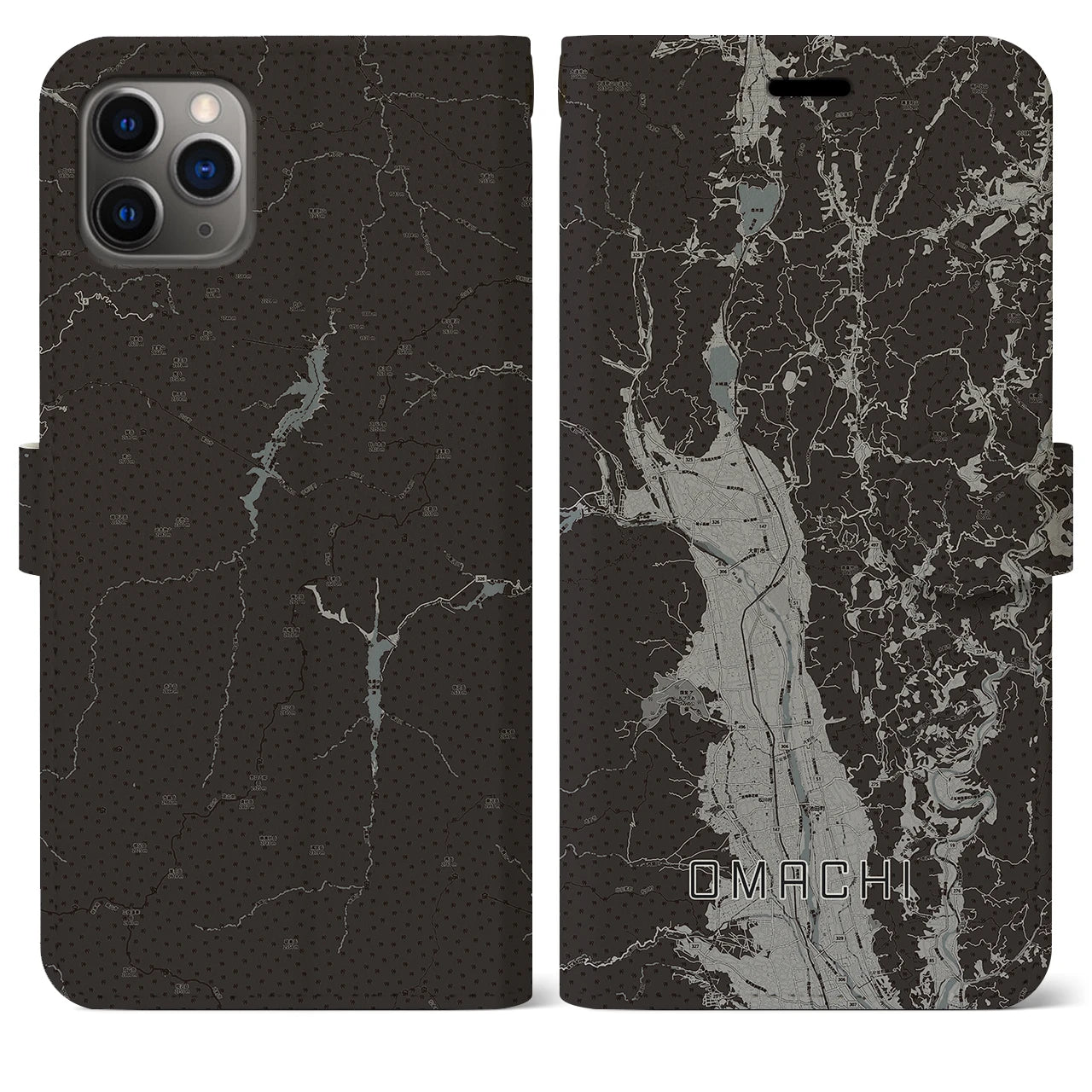 【大町（長野県）】地図柄iPhoneケース（手帳タイプ）