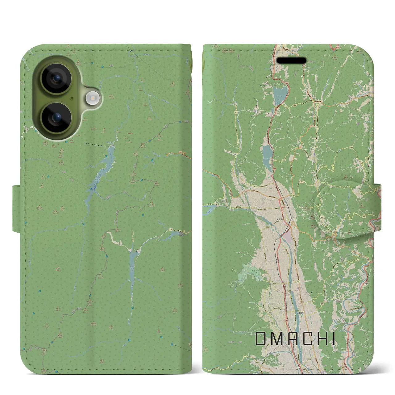 【大町（長野県）】地図柄iPhoneケース（手帳タイプ）